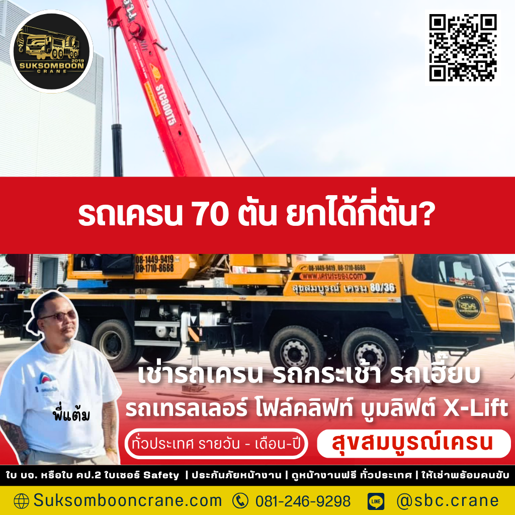 รถเครน 70 ตัน ยกได้กี่ตัน